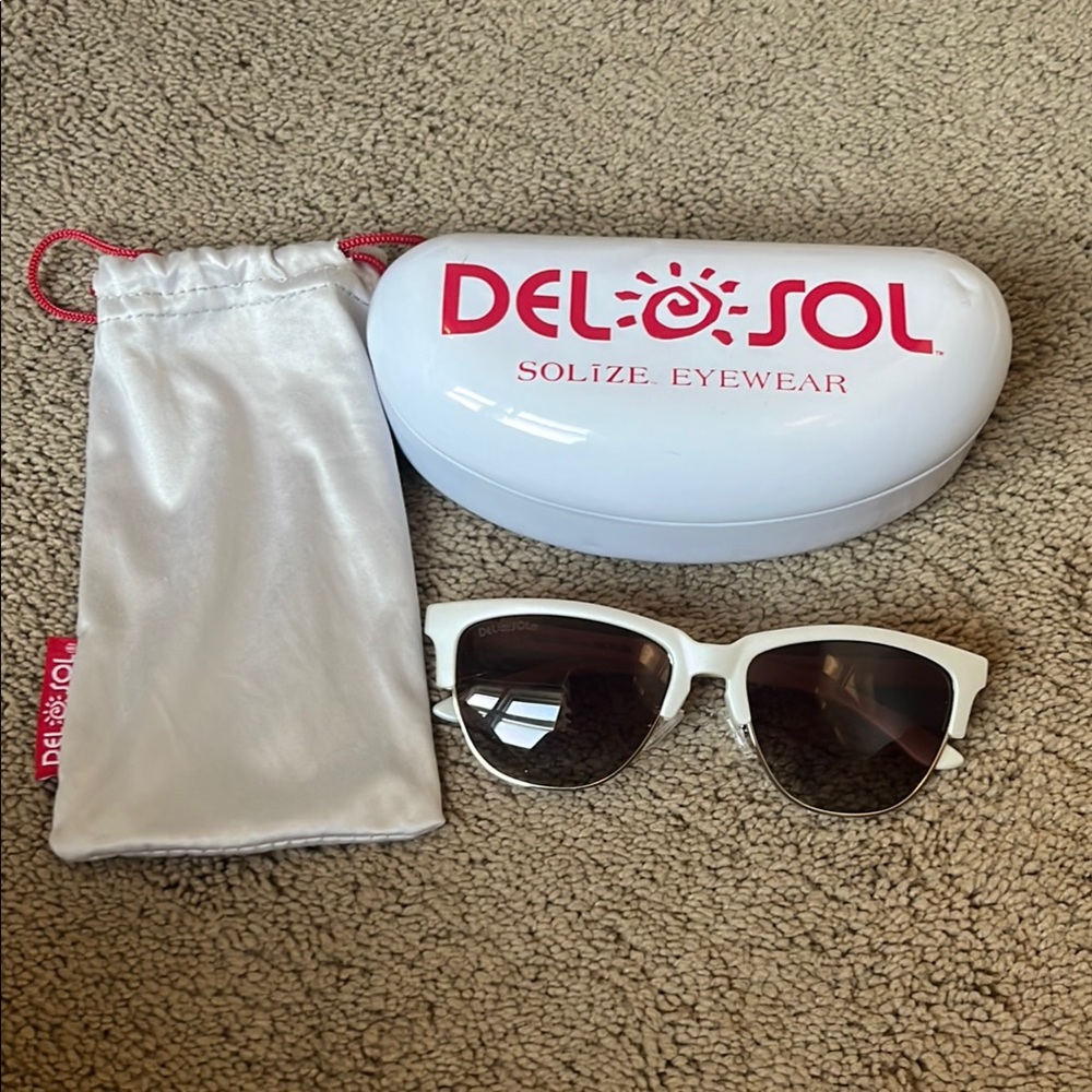Del Sol White/Pink color changing Sunglasses with Case